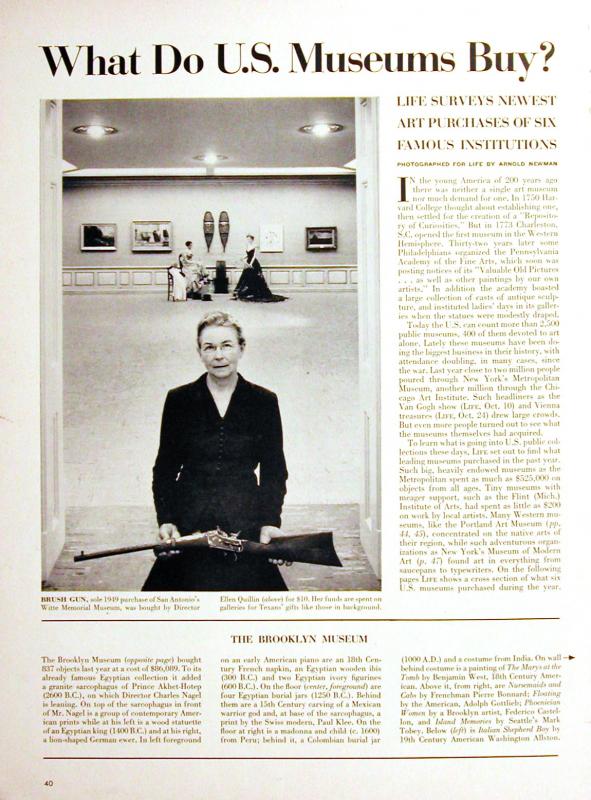 LIFE Magazine article entitled "What do U.S. Museums Buy?"